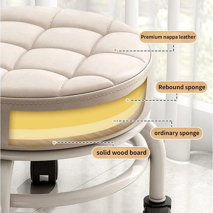 Stool with Wheel Low Stool Chair Universal Small Stool Children Shoes Bench Seat Mini Multifunctional Rolling Leather RoundSeat