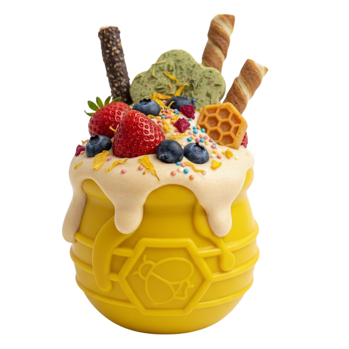 Honey Pot Dog eCup Treat Dispenser | Durable PUP-X Rubber Enrichment Toy | USA Made